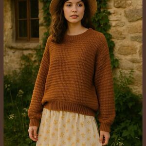 Universal Threads Women Chunky Waffle Knit Sweater L Cozy Grandma Nordic Scandi